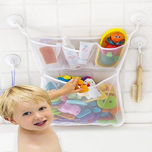 bath toys storage,toy organiser, toy storage bathroom,Sea Pioneer Bath Toys Organizer Bath Bag Storage Bath Toy Holders for Boys & Girls (White)