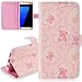Produktbild SMART LEGEND Farbmalerei PU Leder Brieftasche Hülle für Samsung Galaxy S7 Flip Folio Wallet Schutzhülle Premium Magnetverschluss Painted Gemalt Leder Tasche Protection Case Skin Cover Patterns Holster Lederhülle mit Book Style Karten Slots Standfunktion Ständer und Magnetic Button Buckle - Rosa Niedlich Bär