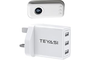 TEYASI GPS Tracker – Real-Time Location Monitoring, with USB Plug,Multi USB Charger Plug Adaptor UK 3-Port Multiple Way Double Port Wall Plug UK