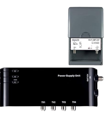 Préamplificateur De Mât UHF TNT HDME – Gain Réglable 20-38 DB, Filtre LTE Inclus, Pour Améliorer La Réception TV