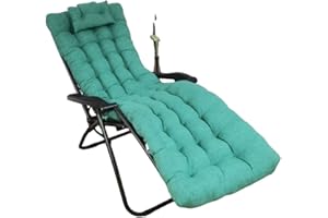 REINO MANSIDI Cojín Tumbona 180x55x6cm Reclinable con Almohada Reposacabeza, Colores Lisos. Colchoneta Tumbona Exterior con Relleno de Fibra Hueca. (Verde Claro)