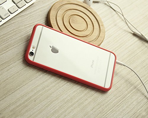 iMounTop Hülle iPhone 6 Hülle 6S Hülle TPU Rahmen + Hart PC Zurück Backcover Kombination Hochtransparent Nie verfärben Schutzhülle Tasche Schale Kratzfeste Handytasche für Apple iPhone 6 / 6S (4.7 Zoll) (Rot) - 4