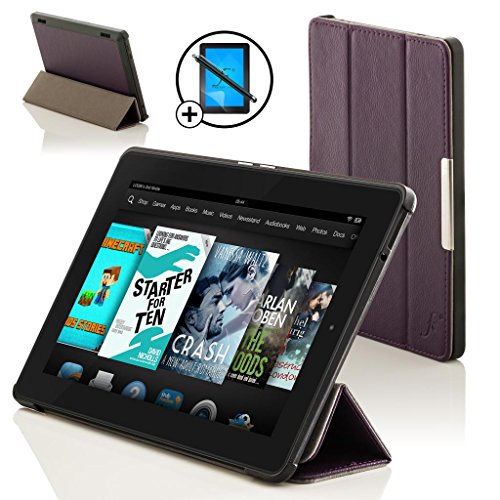 Forefront Cases® Neue Leder Hülle / Tasche / Case / Cover für Amazon Fire HD 6 Tablet (Oktober 2014) - Rundum-Geräteschutz und intelligente Auto-Sleep-Wake-Funktion mit 3-JAHRES-GARANTIE VON Forefront CASES - inkl. Eingabestift und Displayschutz