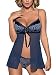 Produktbild Obsessive edles Dessous-Set aus fantastischem Negligee mit Satin-Bügel-Cups und Panty, blau, Gr. S/M