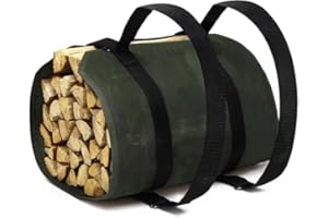 CYUREAY Feuerholz-Trage-Rucksack, Wasserabweisende Feuerholz-Tasche, stabile Holzklotz-Tragetasche mit verstellbaren Gurten, gewachster Canvas-Holzklotz-Trage-Rucksack für Indoor- und Outdoor-Camping