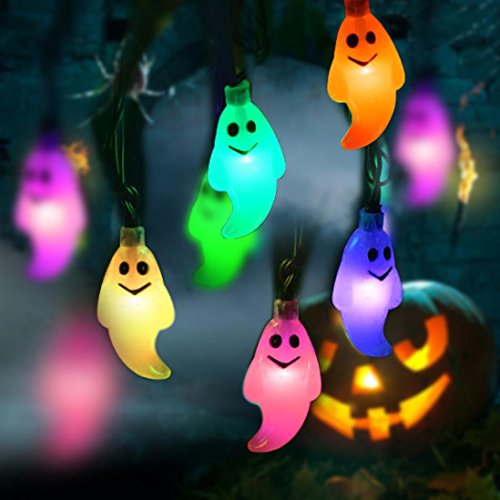 VENMO Happy Halloween Party Decoration Indoor Outdoor 1.2M 10LED Ghost String Lights (A)