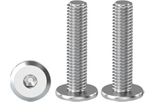 Drenky M5 Furniture Bolts, Flat Head Furniture Screw M5 X 25mm Flat Hex Bolt 304 Stainless Steel Bolts Fully Thread Machine Screws 20 Pack Joint Connector Bolts