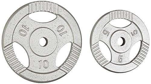 Gorilla Sports Erwachsene Gripper Hantelscheibenset, Silber, 2x10 2x5 kg