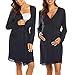 Produktbild MAXMODA Damen Morgenmantel Kimono Kurz Stillnachthemd Langarm Nachtkleid für Schwangere Umstands Nachthemd mit Stillfunktion