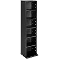 TecTake® CD Storage Unit in Wooden Look with 6 Adjustable Shelves, Versatile Bookcase for CDs, DVDs, Books, Video Games, Compact & Sturdy Shelving Unit for Living Room, Bedroom & Hallway - Black