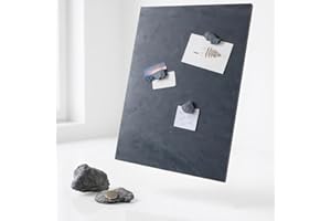 ‎STEINMINE - DESIGNMANUFAKTUR Magnettafel Echt Schiefer 4 In 1 (Magnetwand+Kreidetafel+Pinnwand+Wandbild) Naturstein Magnetboard inkl 1x Steinmagnet und 1x Kreidestück Größen 30x60cm, 40x60 cm, 80x60cm (Grey Impact, 40cm x 61cm)