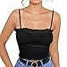 Produktbild Damen Top,XXYsm Sommer Oberteile Rüschen Träger Off Schulter Falten Bluse Ärmellos Crop Top Spaghetti Bügel T-Shirt Lose Shirt Blusen Frauen Hemd Lässig (XXL, Schwarz)