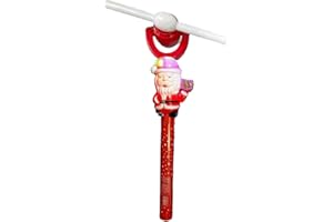 PEBBLE HUG Kids Santa Flashing Light up led Spinning Windmill Toy Glows Xmas Gift Toy, Spinning windmill toy, Rotating Pinwheel Projection Wand - Pack of 1