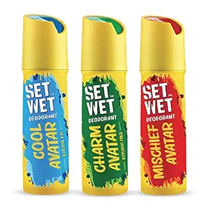 Set Wet Deodorant Spray Perfume, 150ml (Cool, Charm and Mischief Avatar, Pack of 3)