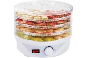 FLM SYSTEM Essiccatore Alimentare 250W con 4 Vassoi – Essiccatore per Funghi, Frutta e Verdura Essiccatore per Alimenti Compatto, 8 Programmi, Ventola Potente, Facile da Usare