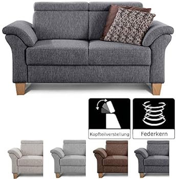 CAVADORE 2-Sitzer Sofa Wyk - Landhausstyle Couch Mit Chenille-Bezug