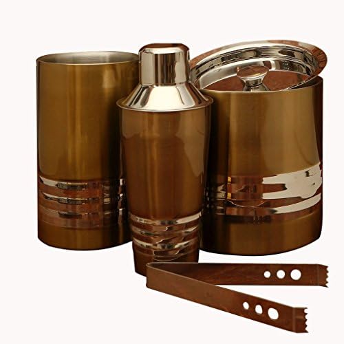 THE YELLOW DOOR Stainless Steel Home Bar Set With Thong, Shaker and Ice Cooler Home Décor Cocktail Set Gift