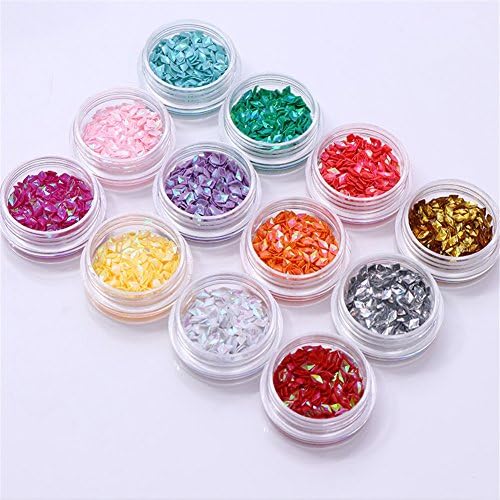NicoleDiary 12 Boxes Rhombus Holographic Laser Paillettes Sequins For Nail art decoration different colors