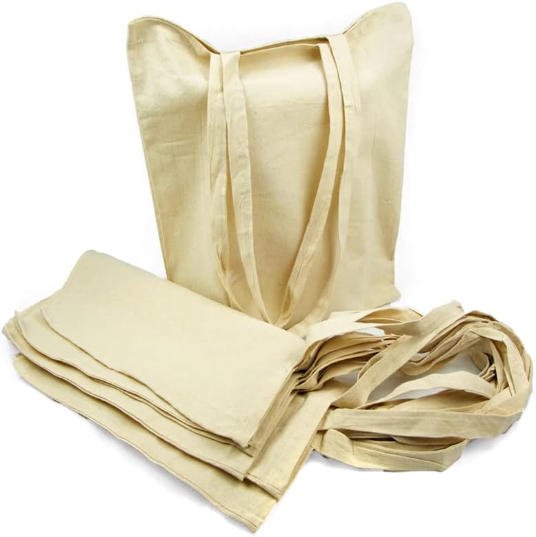 10 x Bolsa algodón natural 41 x 37 cm. Asas largas