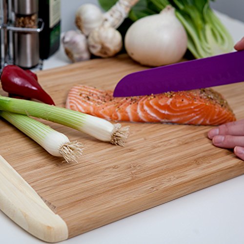 Extragrosses Bio Bambus Schneidebrett mit Rille – Erstklassiges Tranchierbrett für die Küche - 8
