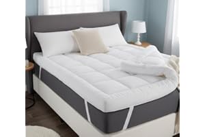 Adam Home Mattress Topper Single Bed – 4 Inch / 10 cm Thick Quilted Hypoallergenic Single Mattress Topper Extra Deep with Strong Corner Straps for Comfort (90 x 190 + 10 cm)