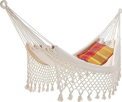ECOMUNDY ROMANCE - Hamac classique avec frange blanc de qualité supérieure. 100% premium coton BIO, 130X200cm, max 150 kg …