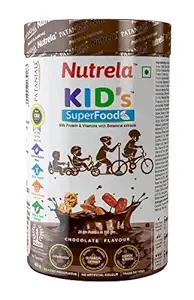 Nutrela Kids Super Food - Balanced nutrition drink supplement for active growth - 4-13 yrs - 400gm (Chocolate Flavour)