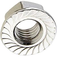 DewTec 50 STK M6 Sechskantmuttern mit Flansch und Sperrverzahnung, Flanschmutter, Mutter, Edelstahl A2, DIN 6923, M6