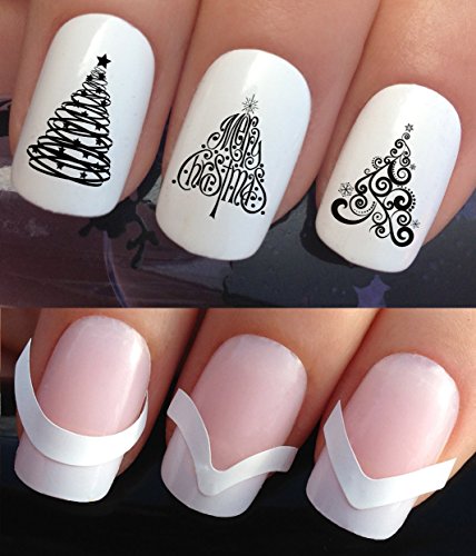 Amazon Com Christmas Nail Decal Nail Art Decals Set Of 40 Beauty