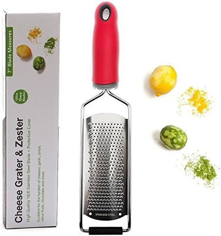 Cheese Grater Lemon Zester with Stainless Steel Blade and Cleaning Brush for Parmesan, Lemon, Chocolate, Coconut, Citrus, Potato, Ginger and Fine Grate Spices, Premium Zester, Fine Grater(KG1004)
