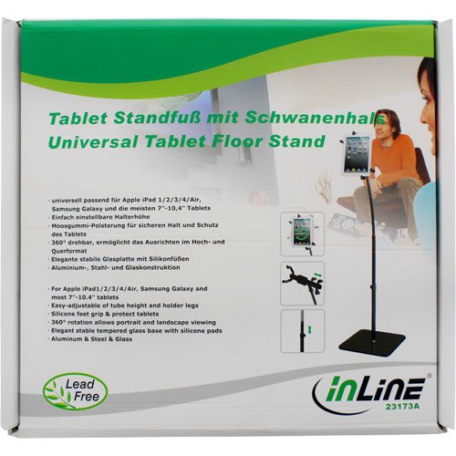InLine Aluminium Standfuß mit Schwanenhals für Tablet bis 26,4 cm (10,4 Zoll) schwarz - 4