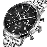 Pagani Design Herren Uhr Marke Chronograph Japanisches Quarzwerk Business Wasserdicht Armbanduhr mit Schwarz Zifferblatt Edelstahl Armband