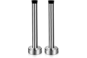 GUDUI Door Stops, 5 Inch Long Door Stopper, Wall Mounted, Stainless Steel Brushed Nickel Doorstops with Sound Dampening Rubber Tip, Silver, 2 Pack