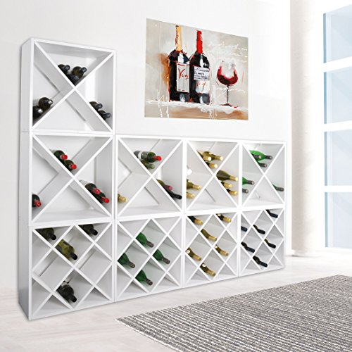 Weinregal / Flaschenregal System Raute, Holz Kiefer, Weiß, stapelbar / erweiterbar, für 24 Fl. – H 52 x B 52 x T 25 cm - 2