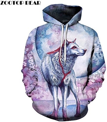 3d Sweatshirts Wolf Hoodies Printed Men Women Pullover Unisex Pockets Jackets Hooded Male Coats Plus 6xl Outwear,XL