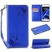 Produktbild Lonchee Samsung Galaxy S7 Wallet Tasche Brieftasche Schutzhülle , geprägten Design Hochwertige PU Leder Folio Tasche Case Hülle im Bookstyle mit Standfunktion Kredit Kartenfächer (blau)