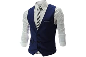 Oanviso Senza Maniche a Gilet da Uomo Tinta Unita Vest Classico Gilet da Abito Casual Monopetto Gilet Slim Fit Vest da Morbido Elegante con Scollo a V per Nozze Festa Attività Panciotto