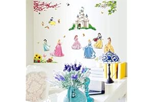KIBI STORE Kibi Naklejki ścienne Księżniczki Disney Pokój Dzieci, Naklejki Ścienne Dziecko Dziewczyna Pokój Dziecka Naklejka Ścienna Dzieci Wymienne Naklejki Księżniczka