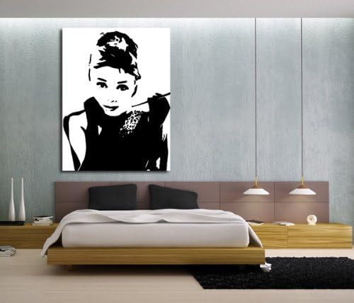 CANVAS WALL ART PRINT "Audrey Hepburn White" CANVAS PRINT READY TO HANG STRETCHED OVER CHUNKY SOLID PINE BARS 40x30