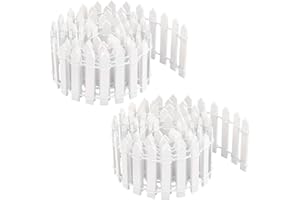 CHUDIAN 2 Stück Miniatur Zaun Aus Holz Garten Deko Micro-Landschaft Zubehör Fairy Garden Ornament Kleiner Holzzaun zum Basteln Terrarium Puppen DIY-Dekor (90cmx5cm Weiß)