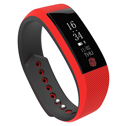 ZOMTOP W808S Braccialetto intelligente da polso sportivo impermeabile con cardiofrequenzimetro Pedometro Bluetooth Fitness Tracker per iPhone e telefono Android (rosso)