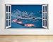 Produktbild tekkdesigns H370 Mountain Kabine Night Sky Snow Fenster Wand Aufkleber 3D Kunst Aufkleber Vinyl Zimmer (groß (90 x 52 cm))