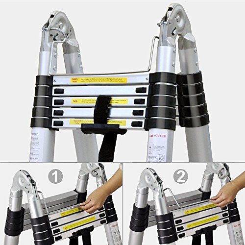 XTLSTORE 5M/2.5+2.5M Mehrzweckleiter Teleskopleiter Klappleiter ausziehbare Leiter bis 150 kg (8 + 8 Stufen) - 5