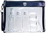 TRAVANDO ® Kulturtasche transparent mit 7 Behältern (max....