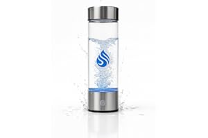 H20 Health® Glass Hydrogen water bottle, Water Purifier, (CE,FCC,LFGB certified) SPE PEM Hydrogen Water Bottle Technology, Filtered Water, water purifier
