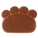 【Resistant Resistente a los resbalones】La alfombra de arena para gatos, suave y cómoda, se puede usar con PVC de alta calidad, la textura agregada en la superficie evita que los alimentos y el agua se derramen en el piso, las protuberancias levantadas evitan que los tazones se deslicen