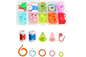 Csirnto Marcadores Puntos Tejer 160 Piezas Marcadores Ganchillo Marcadores de Punto de Bloqueo de Plástico de Ganchillo Cierre a Punto Marcadores Crochet Kit de Accesorios para Tejer