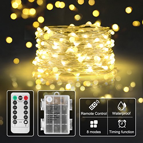 Preisvergleich Produktbild Begleri Sicher Batterie-Lichterkette für Kinderzimmer,Innen-romantisch-deko,Ti... mit 8 modi,10m-Warmweiß[Ultraleicht / Wasserdicht / Energieklasse A+++++]