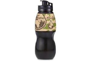 WATER TO GO Leakproof Filter Water Bottle with replaceable 3 Stage Filter which removes 99.99% of Bacteria & Contaminents and Improves Taste - Hiking, Camping & Travelling - BPA free, 75cl (Desert)