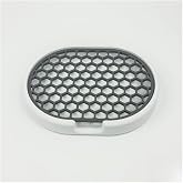 Modern &Ccedil;ift Renkli Katı Sabunluk - Su Tahliyeli ve Izgaralı Tasarım (9x12 cm) (Beyaz-Gri)